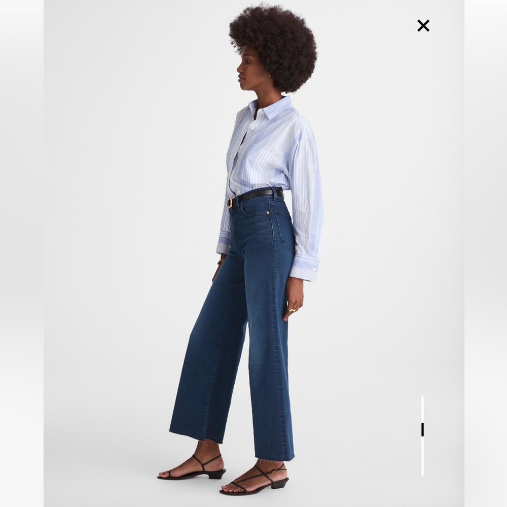 MADEWELL Tall Flared Wide-Leg Crop Jeans - Dark Blue NWT - Picture 3 of 16